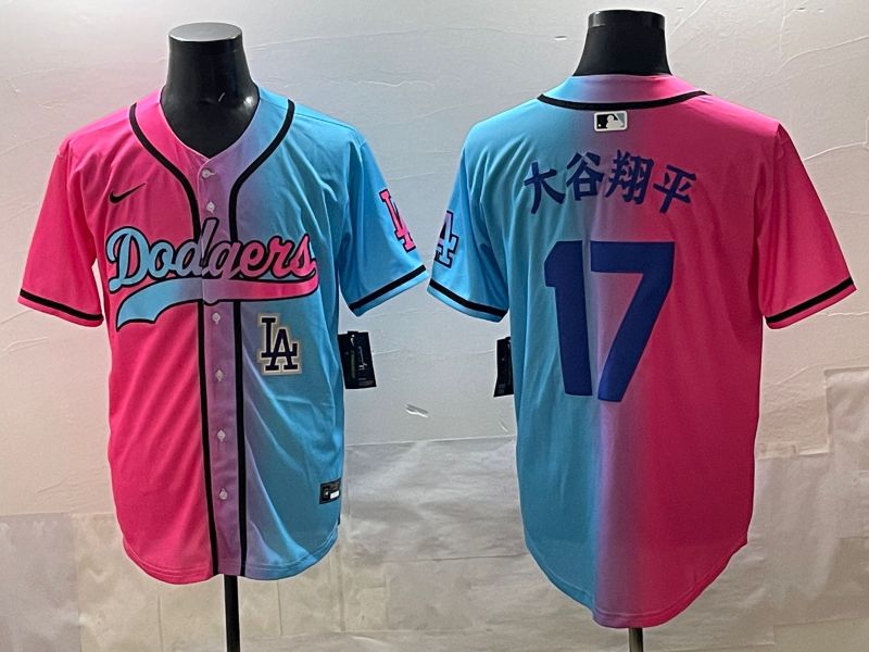 Men Los Angeles Dodgers #17 Ohtani Blue pink Game 2025 Nike MLB Jersey style 0010